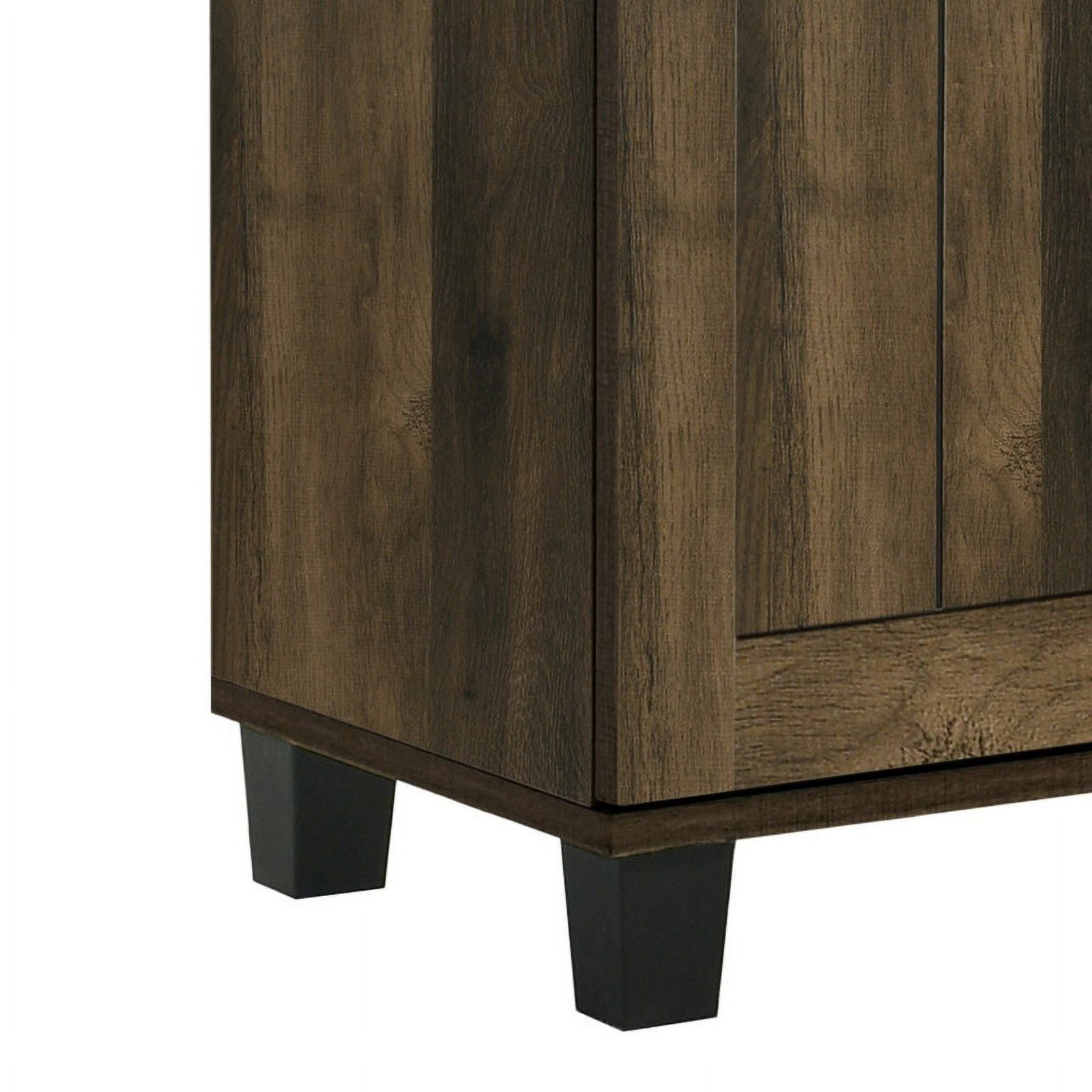 Qumbnk Wood Shoes Storage Cabinet with Handle, 3 Door Accent Cabinet for Living Room, Bedroom, Dark Brown