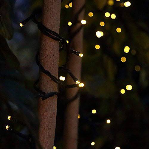 4 Pack Battery Operated Outdoor Christmas Tree String Lights with 50 Warm White LEDs on 16.5Ft/5M of Dark Green Cable,Ambiance Lighting for Bedroom